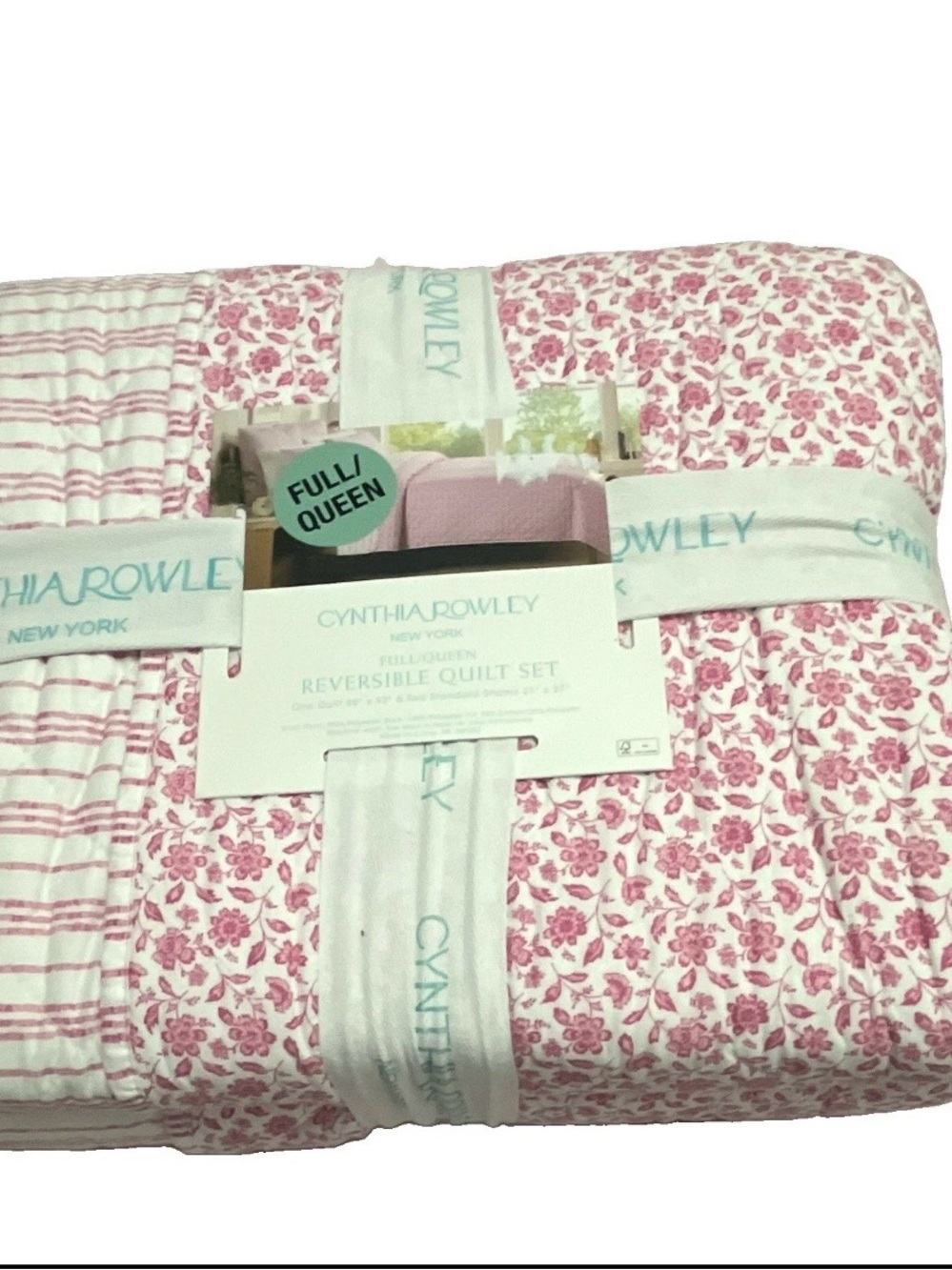 Cynthia Rowley Pink Floral Reversible Quilt Set